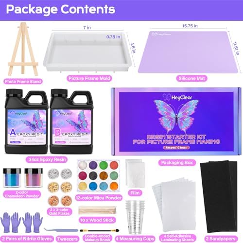 HeyClear 34oz Epoxy Resin Picture Frame Silicone Mold Kit -DIY Photo Gifts - Image 2