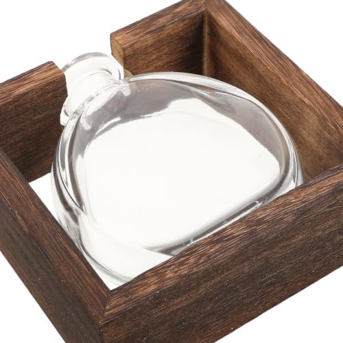 Healifty Glass Vase with Wooden Stand for Fresh Flowers and Plants, Minimalist Modern Hydroponic Flower Arrangement Bottle with Detachable Wood Frame, Easy Cleaning, for Desktop and Meeting - Image 3