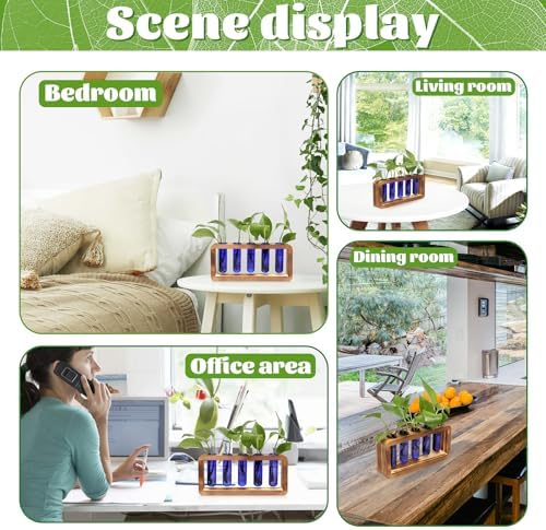 Glass Plant Propagation Station with 5 Test Tubes Colorful Planter Vase - Image 5