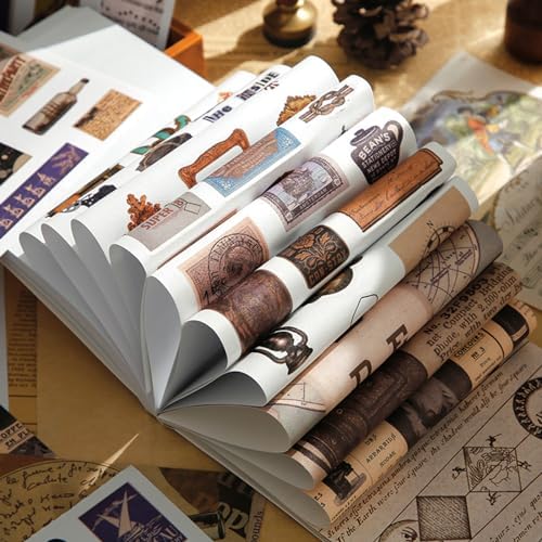 Vintage Aesthetic Stickers, 50 Sheets Washi Sticker Book for Adults, 30 Sheets Scrapbook Stickers and 20 Sheets Scrapbooking Papers for Bullet Journaling Junk Journal Supplies Ephemera Sticker - Image 3