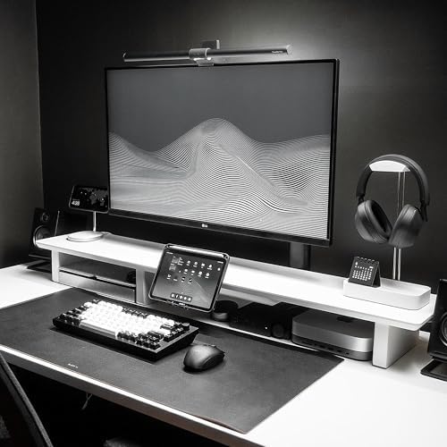 Raico Desk Cockpit Shelf Monitor Stand System Dual Screen Setup Wood Large Desk Accessory Organizer Unit (Matte White, Full Length v2 | 45.7 Inches) - Image 4