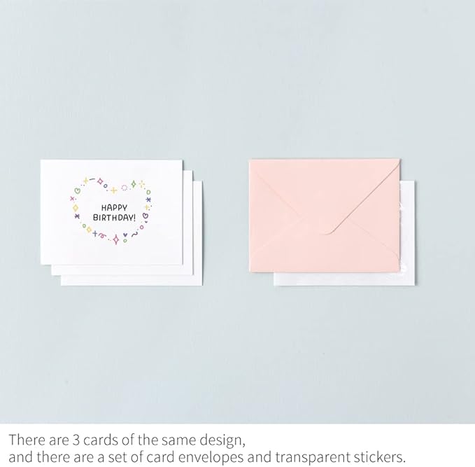 Monolike Day-by-day Card, Happy birthday for you - Mix 36 Mini Single cards, 36 envelopes, 36 stickers Package