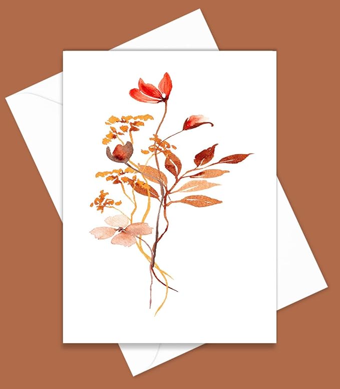 Summer Wildflower Greeting Cards, Set of 10, All Occasion 5 x 7 inch Note Cards with Envelopes, Blank Inside, Colorful Watercolor Floral Bouquet Designs
