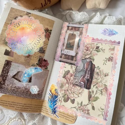 130 Pcs Pastel Fade-Resistant Lace Scrapbook Stickers - Vintage Colorful Butterfly Feather Embellishments, Waterproof Reusable DIY Decor for Journal Wedding Photo Album Craft Gift Seasonal Projects - Image 5