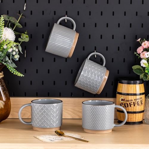 GBhome 12 OZ Stackable Coffee Mugs Set of 4, Ceramic Coffee Cups Set - Image 7