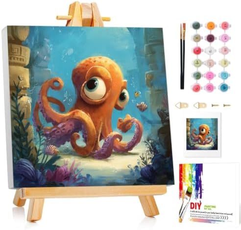 Mandun Octopus Paint by Numbers Kit for Kids, 8x8 inch by MANDUN