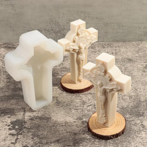 Candle Molds - Silicone Mold for Candles Making, DIY 3D Moulds for Soy Wax, Beeswax, Scented Candle, Valentine's Day Gifts (Crucifix) - Image 4