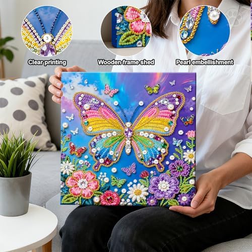 LQCrafK DIY 3D Pearl Art Painting Handcraft Kit for Adults Beginners, Home Wall Decoration, Creative Design Framed Painting with Tools-Colorful Butterfly - Image 4