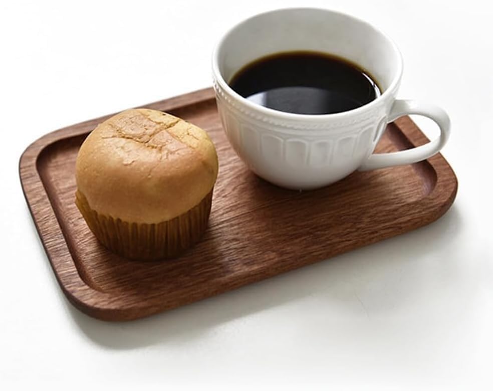 6 Pack Solid Wood Serving Platters and Trays of Natural Wood with Edge,Rectangular Avoid Sliding and Spilling Food - Image 3