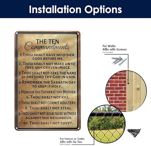 The Ten Commandments Wall Art Vintage Metal Sign Thou Shalt Have No Other Gods Before Me Rustic Tin Signs Metal Poster for Home Gate Garden Bars Cafes Office Club Man Cave 12 X 8 Inch - Image 4