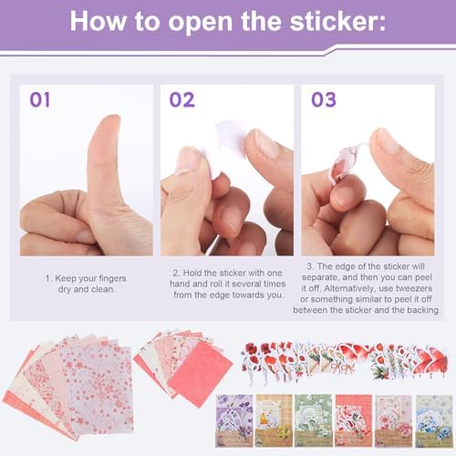 BESARME 480 Pcs Floral Scrapbook Paper and Junk Journal Stickers Set - Image 6