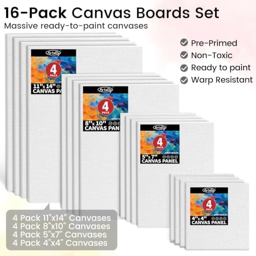 ARTALLY Acrylic Paint Set for Adults & Kids, 67 Pcs Canvas Painting Kits, 32 Colors Acrylic Paint (22ML),Table Easel,Brushes,Canvas, Art Painting Supplies Kit for Students,Artists,Beginners - Image 6