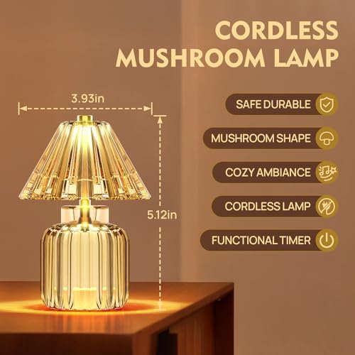 Small Battery Operated Lamp with Timer, Jelly Amber - Image 2
