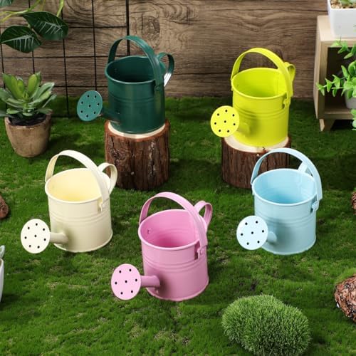 5pcs Mini Metal Watering Cans for Kids Small Galvanized Iron Watering Pot for Indoor Plants Succulents Decorative Vintage Style Flower Waterer for Home Craft Party Favors Housewarming - Image 5