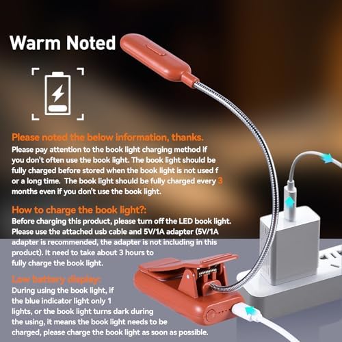 VAVOFO Rechargeable Reading Light, Clip on Book Light for Reading in Bed - Image 5