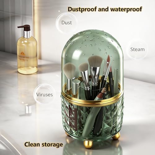 GOTOBA 360° Rotating Dust-Proof Multi-Purpose Storage Organizer - Perfect for Silverware, Utensils (Forks, Knives) & Makeup Brushes, Countertop Holder for Kitchen & Vanity - Image 4