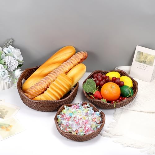 Hipiwe Round Key Bowl Tray Basket For Entryway Table Small Rattan Basket - Image 7