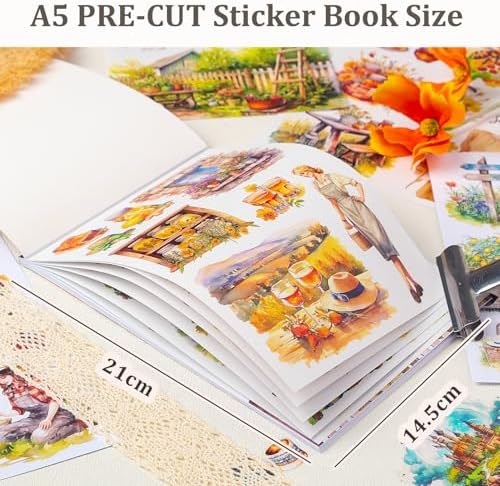 Snycler Sticker Book - 20 Sheets Vintage PET Stickers for Scrapbooking, Junk Journaling, Ephemera, and Decorative Crafts-The Harvest time - Image 3