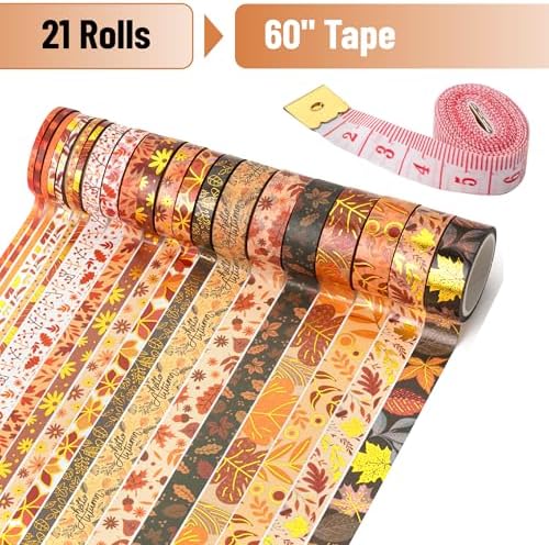 Mr. Pen- Washi Tape Set, 21 Rolls, Assorted Sizes, Autumn Leaves - Image 2