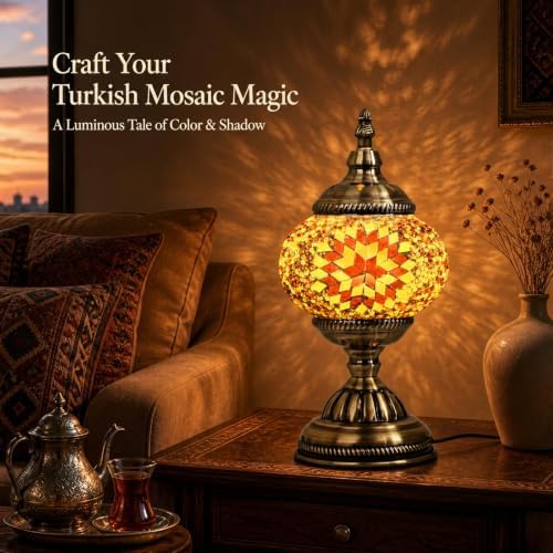DIY Turkish Mosaic Lamp Kit for Adults & Teens, 5.2" Shade, Amber - Image 5