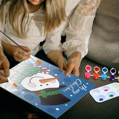 Dinifee 6 Pack Pre Drawn Canvas for Painting Pre Printed Canvas Kit 8 x 10 Inch Stretched Cotton Paint and Sip Set for Adults Couple Party Graduation Summer Date Night(Christmas Eve) - Image 2