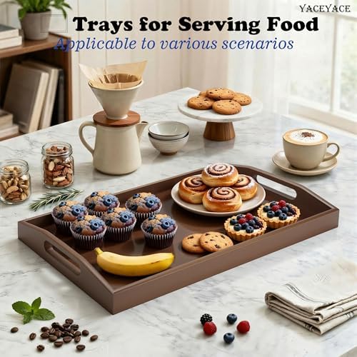Bamboo Serving Tray with Handle, 15"x9.8"x2" Small Serving Tray - Image 6