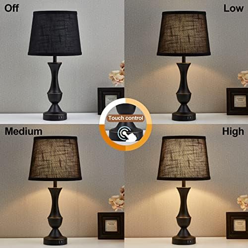 Luvkczc Black Touch Table Lamps Set of 2, 22" Tall Bedside Lamps - Image 2