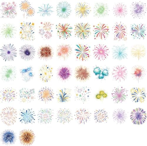 50Pcs Firework for Scrapbooking,Self-Adhesive Transparent Stickers Scrapbook Supplies Journaling Supplies for Adult Card Making Letters DIY Water Bottle Cards Decoration - Image 6