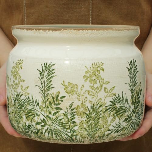 Cottage Ceramic Flower Pots with Decorative Saucer, Plant Lover Gifts - Image 4