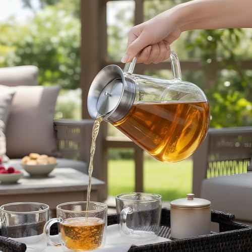 Aquach 51oz Glass Teapot with Filter Lid, Stovetop Safe Tea Pot - Image 2