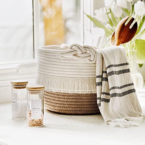 CherryNow Small Woven Rope Baby Basket with Tassel, 9.5" x 7", Jute - Image 5