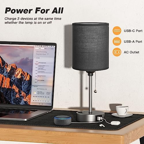 Small Bedside Table Lamp for Bedroom - Desk Lamp with USB Ports for Dorm - Image 3