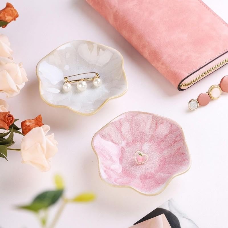Ceramic Jewelry Storage Tray, 1-Count Irregular-Shaped Storage Holder for Jewelry, Keys and Sundries, Modern Aesthetic Home Organizer for Living Room, Bedroom, Bathroom and Kitchen (White) - Image 4