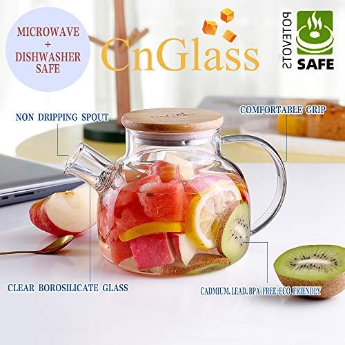 CnGlass Glass Teapot Stovetop Safe,20.3 oz Clear Tea pot with Removable Filter Spout,Loose Leaf and Blooming Tea Maker - Image 5