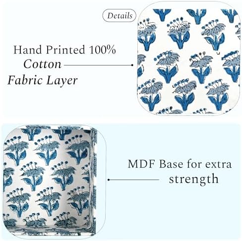 CPC Apatite Blue Block Print Desk Organizer Memo Note Pad Holder - Image 2