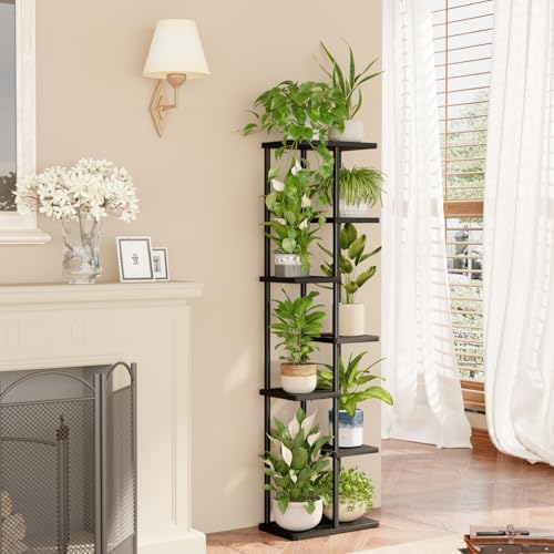 Bamworld Plant Stand 7 Tier Tall Corner Metal Shelf Black - Image 2