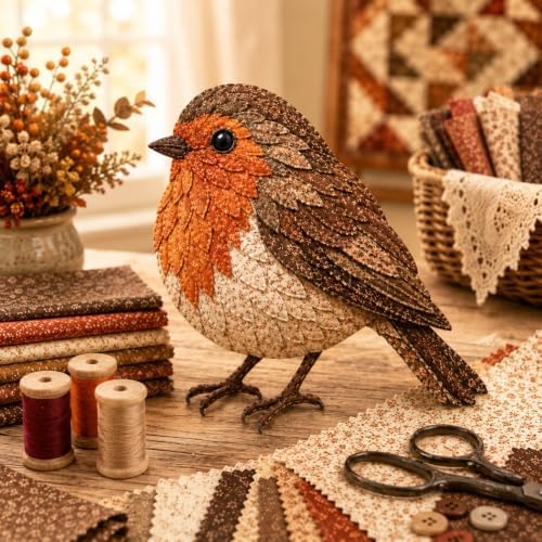 3D Patchwork Bird DIY Craft Kit, Home Wall Decor Gift, Stress Relief, Creative Handmade Art, Bird Design, Colorful, Delicate, Easy for Beginners, Unique Gift for Adults(Robin) by Unknown