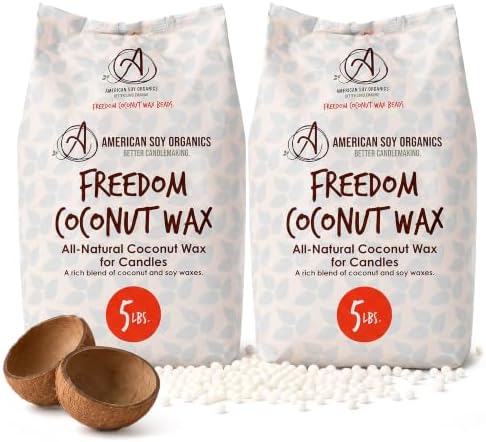 American Soy Organics Freedom Coconut Soy Wax Beads, Candle Wax, 10 lbs by AmericanSoyOrganics