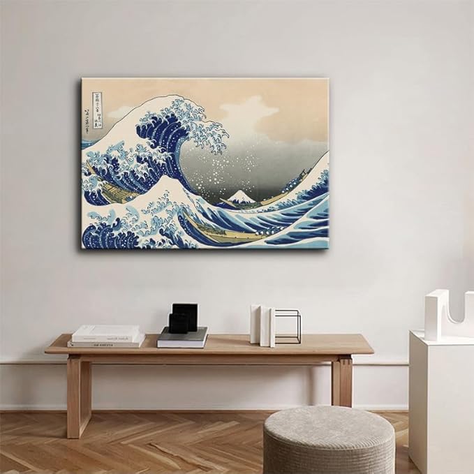 weiyiart The Great Wave off Kanagawa by Katsushika Hoki. Classic Art Reproduction Print Ocean Wave Poster Paintings Home Office Decoration 36x24Inch