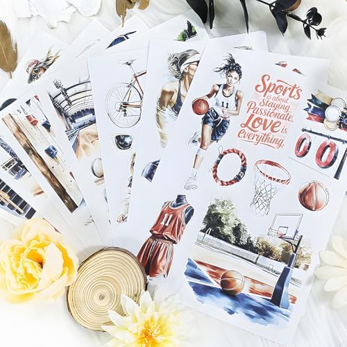Snycler Sports Girl Theme Sticker Scrapbooking Supplies for Junk Journal, 20 Sheets PET Stickers - Vintage Journaling Stickers, Ephemera Sticker Book Pre Cut, Junk Journal Supplies, Planner - Image 4
