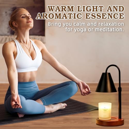Candle Warmer Lamp with Timer Dimmable, Christmas Birthday Gifts for Women Mom, Adiustable Height Modern Candle Warmer Black Candle Lamp for Jar Candle, Home Decor Vintage Wax Warmer with 2 Bulbs - Image 6