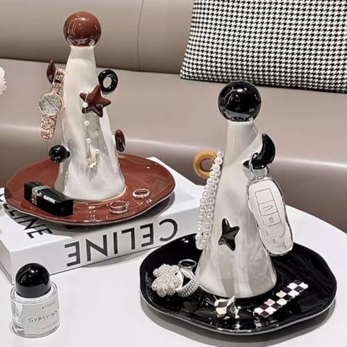 Witch's hat Ring Holder,Ring Dish,Jewelry Holder Trinket Tray for Rings Earrings Necklace Organizer,Bridesmaid Christmas Birthday Gift for Women Girls(Black) - Image 3