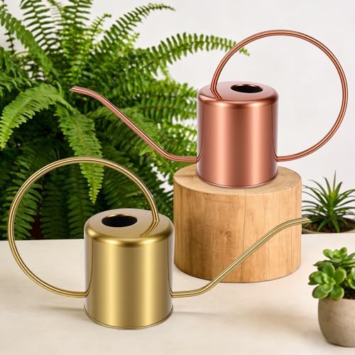 Plant Watering Can, 50 oz / 1500 ml Stainless Steel Metal - Modern Decorative with Long Spout for Indoor Potted Plants, Bonsai, Garden Flowers, Copper - Image 2