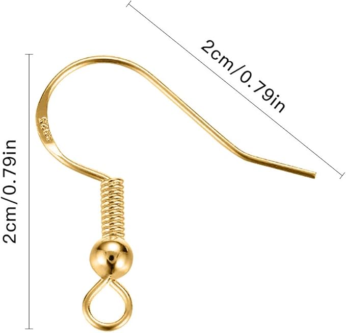 200 PCS/100Pairs 925 Sterling Silver and Gold Earring Hooks,Hypo-allergenic Fish Earring Hooks Earwires for DIY Jewelry Making Supplies with 200 PCS Soft Silicone Earring Backs