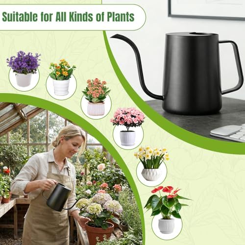 Watering Can Indoor Plants, 34oz Stainless Steel Long Spout, Black - Image 6