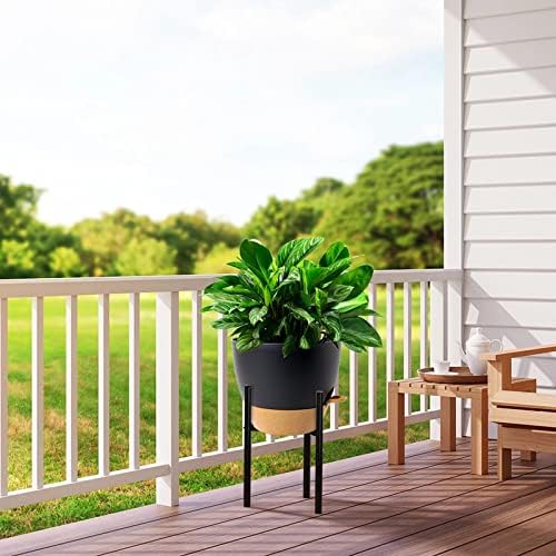 UOUZ 12 inch Large Self Watering Pots, Plastic Planters with 60oZ Removable Deep Reservoir and Multi Mesh Drainage Holes for Indoor Outdoor Garden Plants and Flowers, Black with Brown - Image 7