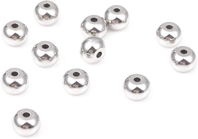Stainless Steel Spacer Beads 7x5mm Rondelle Loose Charm Caps Beads for DIY Jewelry Making 100pcs with 1.5mm Hole