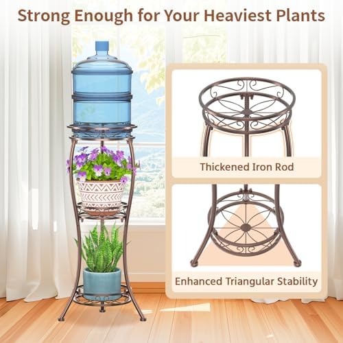 LASZOLA 3 Tiers Metal Corner Plant Flower Stand Tall Indoor Outdoor, Bronze - Image 5