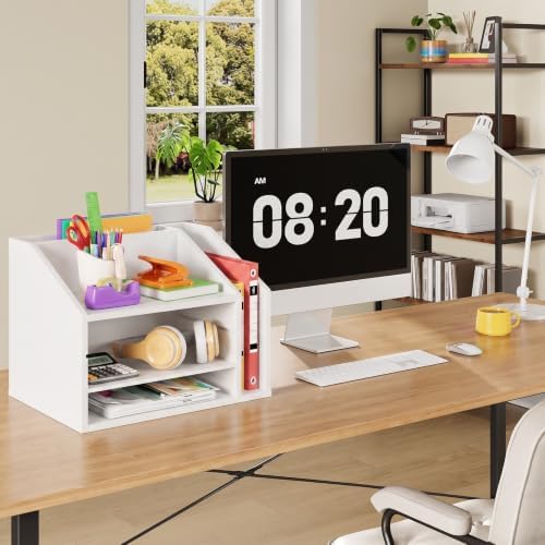 CHOEZON Wooden Desk Organizer, File Organizer with Adjustable Partitions - Image 4