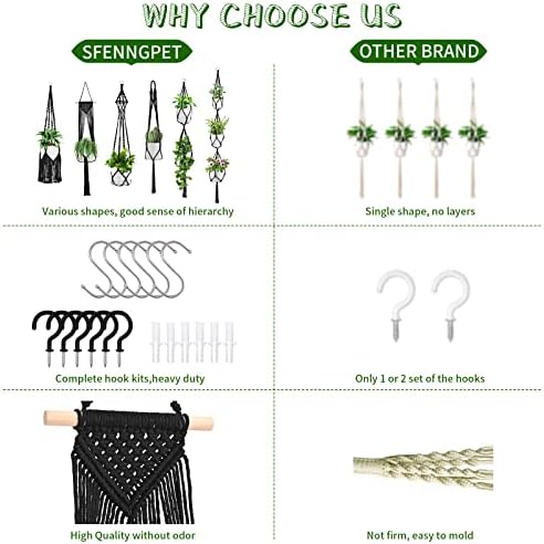SFENNGPET Macrame Plant Hangers, 6Pack Hanging Planters for Indoor Plants - Image 6
